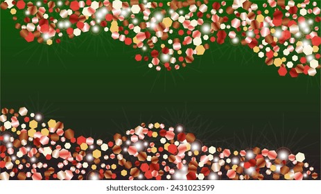 Fondo de fantasía con confeti de partículas brillantes. Textura de luces brillantes. Patrón del partido. Puntos de luz. Polvo de estrellas. Explosión de confeti. Diseño para invitación.