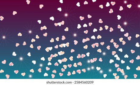 Fantasy Background with Confetti of Glitter Particles. St. Valentine Day. Celebration pattern. Light Spots. Explosion of Confetti. Glitter Vector Illustration. Design for Advertisement.