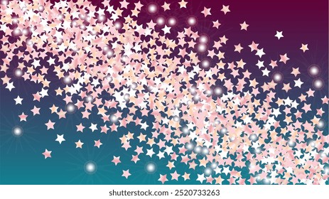 Fantasy Background with Confetti of Glitter Star Particles. Sparkle Lights Texture. Party pattern. Light Spots. Star Dust. Christmass Design. Explosion of Confetti. Design for Banner.