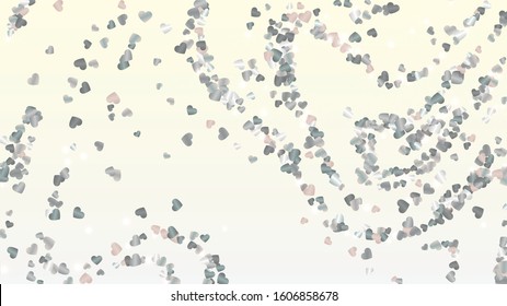 Fantasy Background with Confetti of Hearts Glitter Particles. St. Valentine Day. Party pattern. Light Spots. Explosion of Confetti. Glitter Vector Illustration. Design for Template.