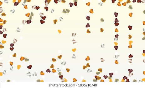 Fantasy Background with Confetti of Hearts Glitter Particles. St. Valentine Day. Celebration pattern. Light Spots. Explosion of Confetti. Glitter Vector Illustration. Design for Poster.