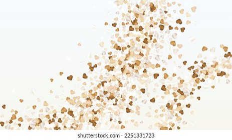 Fantasy Background with Confetti of Hearts Glitter Particles. St. Valentine Day. Celebration pattern. Light Spots. Explosion of Confetti. Glitter Vector Illustration. Design for Invitation.