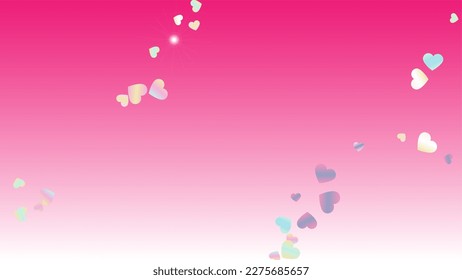 Fantasy Background with Confetti of Hearts Glitter Particles. St. Valentine Day. Anniversary pattern. Light Spots. Explosion of Confetti. Glitter Vector Illustration. Design for Magazine.