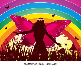 Fantasy Background Fairy Queen Wearing Floral Stock Vector (Royalty