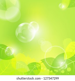fundo de fantasia com folhas e bolhas de ar