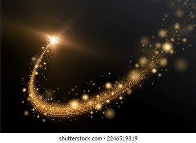 Fantasy background. A magical festive flying, falling, hovering comet or star surrounded by starry little light dust. Vector isolated, you won't regret buying it.