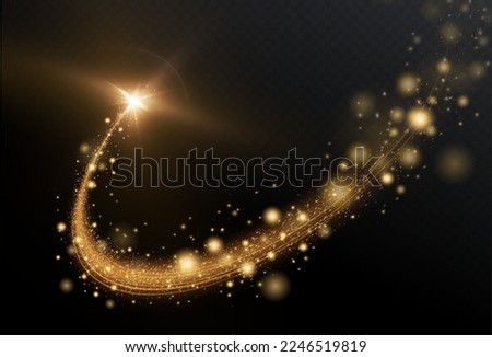 Fantasy background. A magical festive flying, falling, hovering comet or star surrounded by starry little light dust. Vector isolated, you won't regret buying it.