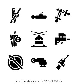 fantasy, background, marker and vehicle icons in War vector set. Graphics for web and design