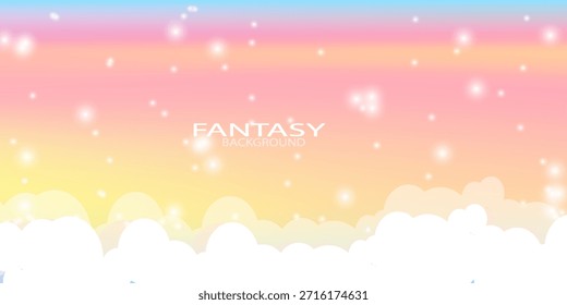 Fondo de fantasía de cielo mágico rosa en estrellas brillantes. Escaparate de Ilustración vectorial para niños