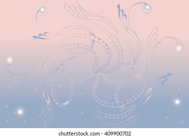 Fantasy background. Rope ladders and wings. Serenity color.