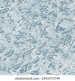 Fondo de fantasía, algunas ramas con agujas de abeto congelado. Decoración de invierno en tonos azules y blancos. Diseño textil. Vector abstracto sin fisuras.