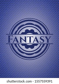 Fantasy badge with jean texture. Vector Illustration. Detailed.
