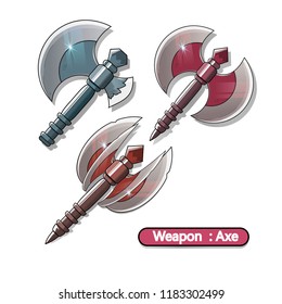 Fantasy battle axe weapon for game or cards. Vector illustration.