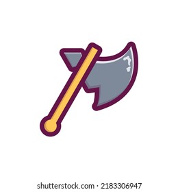 Fantasía combate armas de hacha para juego o cartas. Ilustración vectorial.