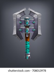 Fantasy battle axe weapon for game or cards. Vector illustration.