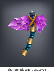 Fantasy battle axe weapon for game or cards. Vector illustration.