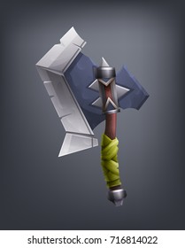 Fantasy battle axe weapon for game or cards. Vector illustration.