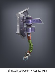 Fantasy battle axe weapon for game or cards. Vector illustration.