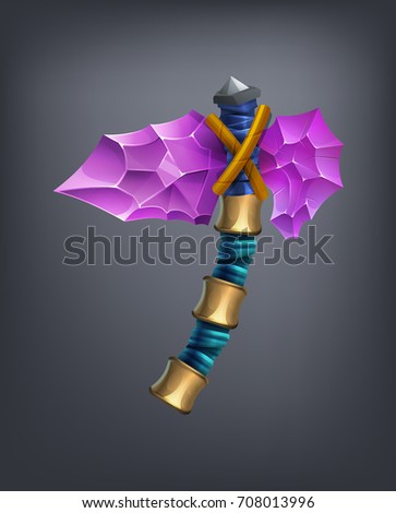 Fantasy battle axe weapon for game or cards. Vector illustration.