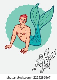 Fantasy schöne Farbe und Linie Kunst Merman