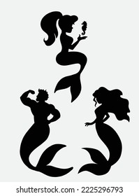 Fantasy beautiful Mermaid silhouettes vector