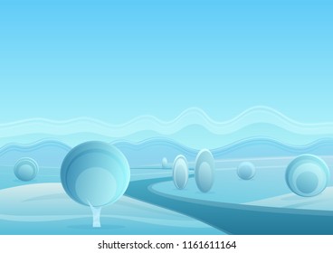 Fantasy beautiful winter landscape vector illustration in trendy soft gradient syle.