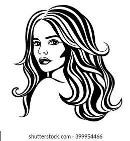 Young Woman With Long Wavy Hair Stock Illustrations Images