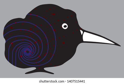 Fantasy bird with swirl and dots