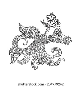 Fantasy bird zentangle