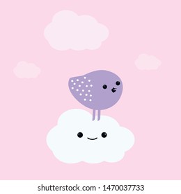 Fantasy birds on pink background. Cards, brochures, invitations. Vector illustration