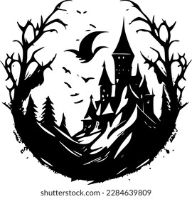 Fantasy - Black and White Isolated Icon - Vector illustration