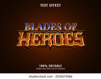 fantasy blades of heroes blue diamond game logo title editable text effect