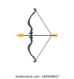 Fantasía, arco azul y flecha. Disparando armas mágicas medievales. Juego de herramientas para cazar.