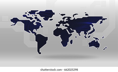 fantasy blue cyber global world map