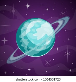 Fantasy Blue Planet
on Outer Space Background. Vector Illustration for Game Design
