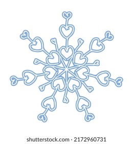 Fantasy blue snowflake vector illustration isolated on white background