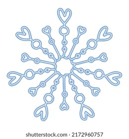 Fantasy blue snowflake vector illustration isolated on white background