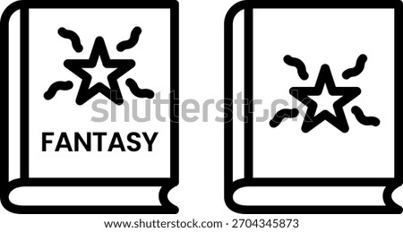 Fantasy Book Genre Icon Magic Star Line Art