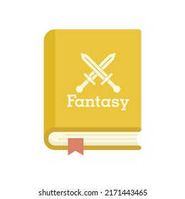 Fantasy book icon. Flat illustration of fantasy book vector icon isolated on white background
