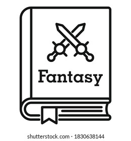 Fantasy book icon. Outline fantasy book vector icon for web design isolated on white background