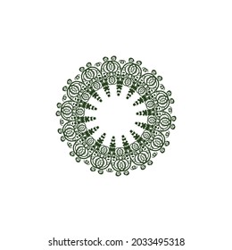 Fantasy botanical wreath with fern fronds and twigs. Green fern frame isolated on white vector illustration. Dark green herbal border. Original geometric floral wreath.