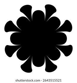 Fantasy bud. Flower head. Black silhouette. Vector illustration. Isolated white background. Idea for web design.