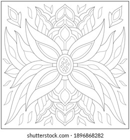 Fantasy butterfly jewel. Learning and education coloring page illustration for adults and children. Outline style, black and white drawing
