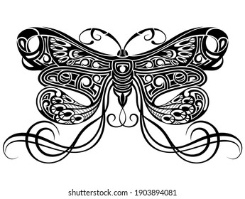 Tatuaje de mariposa de fantasía. Mariposa pateada. 