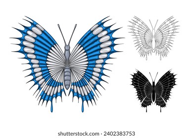Fantasy butterfly vector illustration, isolated on white background