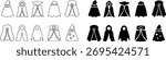 Fantasy cape icon set , vectors of magical headwear, wizard hats fairy tale crowns silhouette with stylized cape aesthetic sorcerer helmets enchanted accessories and mythical costume elements for game