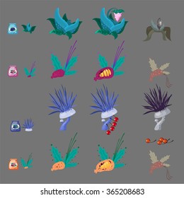Fantasy carnivorous plants. Vector.