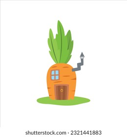 Fantasy Carrot Fairy House Illustration Vector