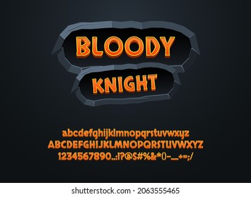 Fantasy Cartoon Bloody Knight Medieval Rpg Game Logo Title Text Effect With Stone Frame