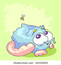 fantasy cartoon cat and fly